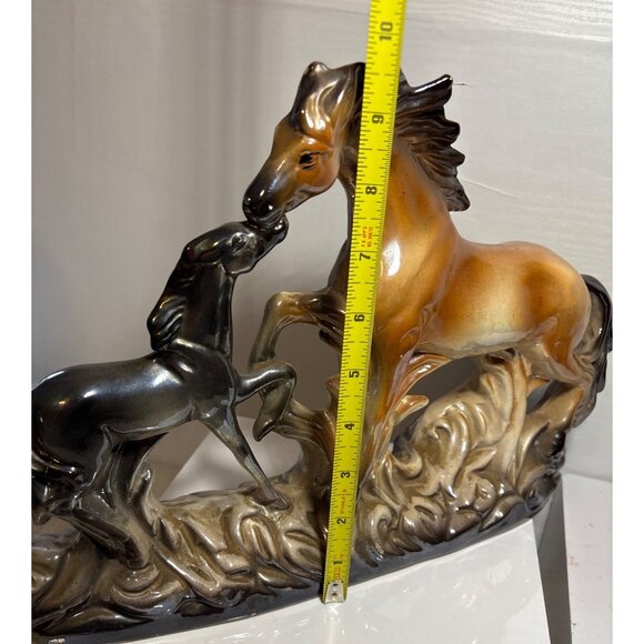 Ceramic Horses Figurine Mom and Baby Brown & Black 9.5 x 11.5" Made in Italy Vtg - Picture 9 of 13